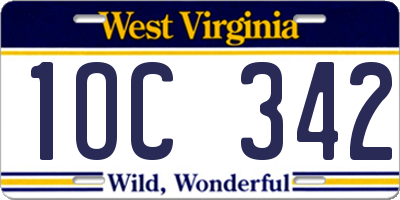 WV license plate 1OC342