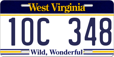 WV license plate 1OC348