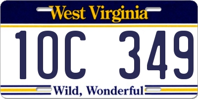 WV license plate 1OC349