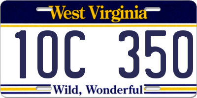 WV license plate 1OC350