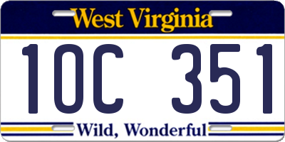WV license plate 1OC351