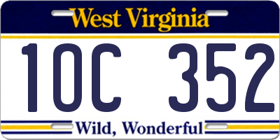WV license plate 1OC352