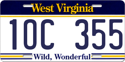 WV license plate 1OC355