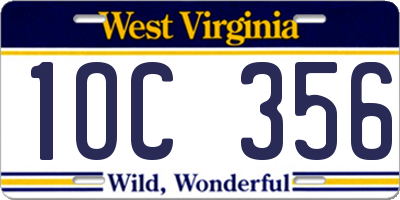 WV license plate 1OC356