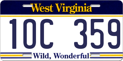 WV license plate 1OC359