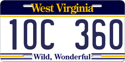 WV license plate 1OC360