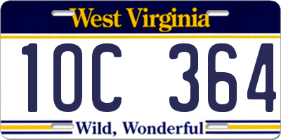 WV license plate 1OC364