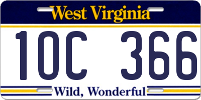WV license plate 1OC366