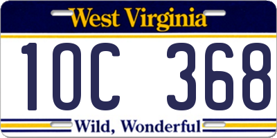 WV license plate 1OC368