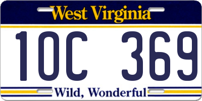 WV license plate 1OC369