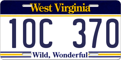 WV license plate 1OC370