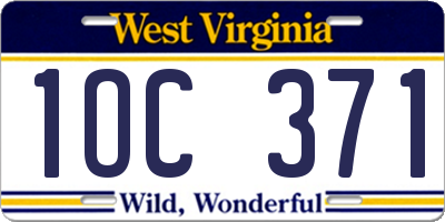 WV license plate 1OC371