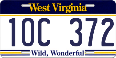 WV license plate 1OC372