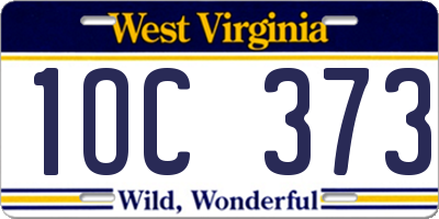 WV license plate 1OC373