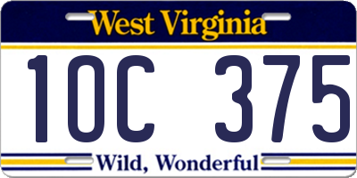WV license plate 1OC375