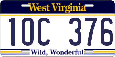 WV license plate 1OC376