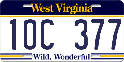 WV license plate 1OC377
