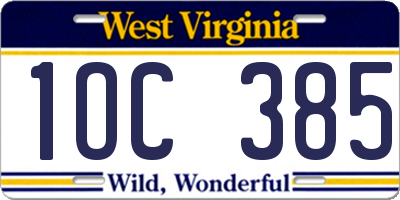 WV license plate 1OC385