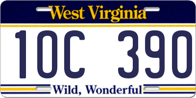 WV license plate 1OC390