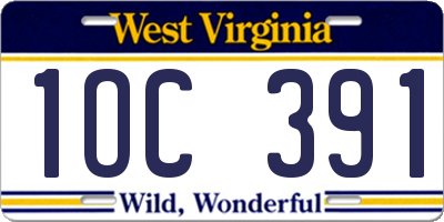 WV license plate 1OC391