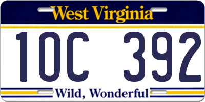 WV license plate 1OC392