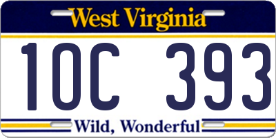 WV license plate 1OC393