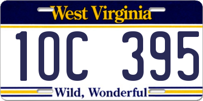 WV license plate 1OC395