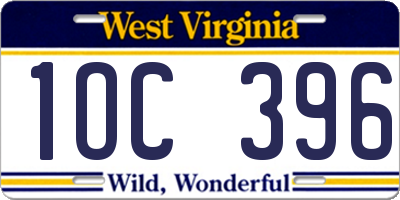 WV license plate 1OC396