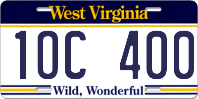 WV license plate 1OC400