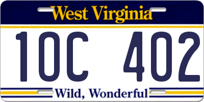 WV license plate 1OC402