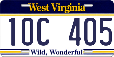 WV license plate 1OC405
