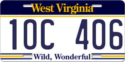 WV license plate 1OC406