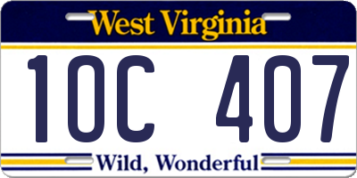 WV license plate 1OC407