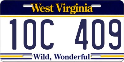WV license plate 1OC409