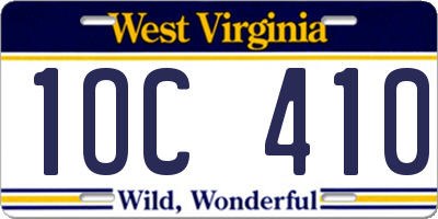 WV license plate 1OC410