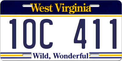 WV license plate 1OC411