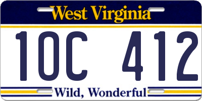 WV license plate 1OC412