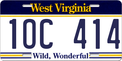 WV license plate 1OC414