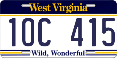 WV license plate 1OC415