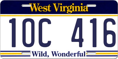 WV license plate 1OC416