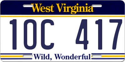 WV license plate 1OC417