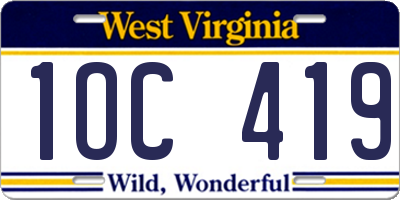 WV license plate 1OC419