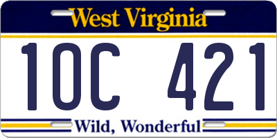 WV license plate 1OC421