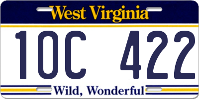 WV license plate 1OC422