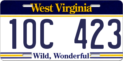 WV license plate 1OC423