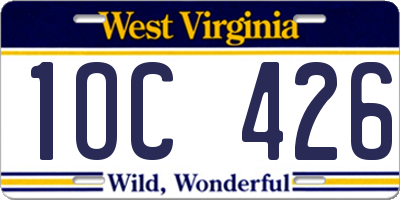 WV license plate 1OC426