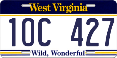 WV license plate 1OC427