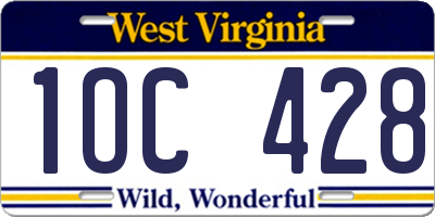 WV license plate 1OC428