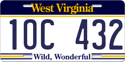 WV license plate 1OC432