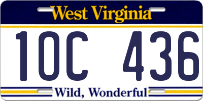 WV license plate 1OC436